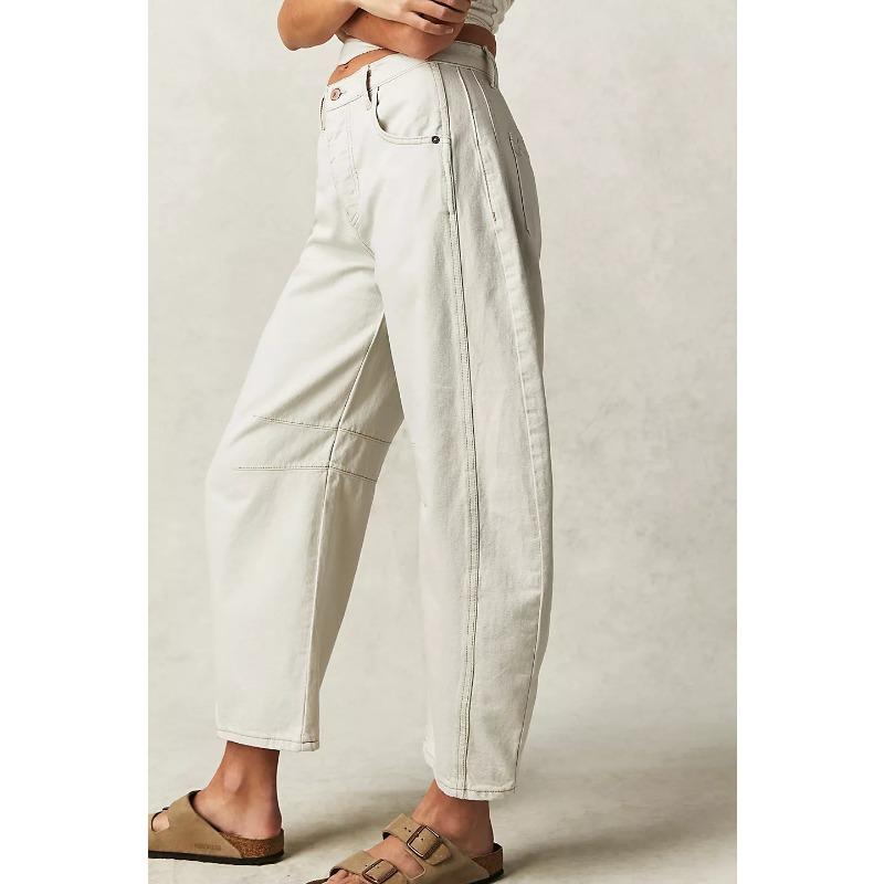 Wide Leg Loose Jeans,Women's Mid-Low Waist Washed Jeans