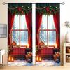 2pcs Christmas Day Atmosphere Printed Curtain for Christmas Home Decor - Rod Pocket Window Treatment for Bedroom,Office,Kitchen