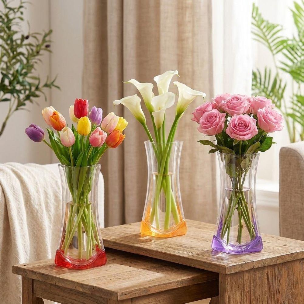 5Pcs Folding Hydroponic Floral Vase Shatterproof Plant Containers  Outdoor Travel