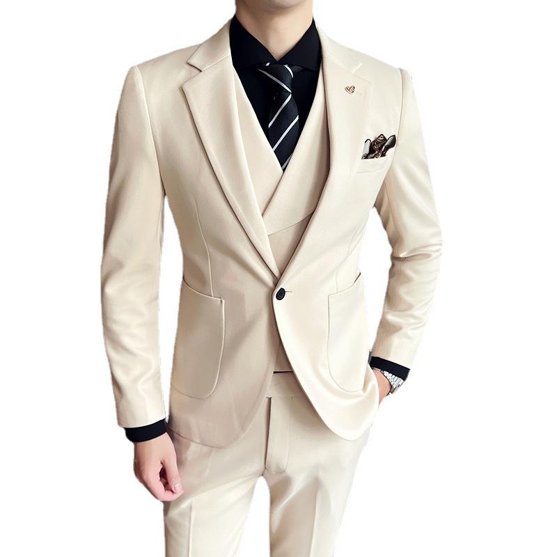 Douyin Winter Herren Wollanzug im britischen Stil dreiteilig - Koreanisch inspiriertes verdicktes Design