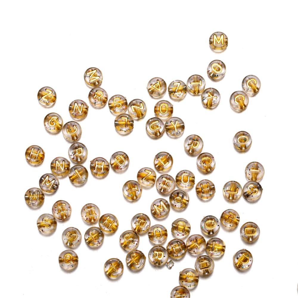 100 Stück/Beutel 7mm Acryl Buchstabenperlen Alphabet Rund Flach Lose Perlen Handgefertigt Für DIY Armband Schmuckherstellung Zubehör