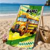 Custom Name School Bus Adventure Beach Towel Microfiber Beach Towel, Lightweight and Quick-Dry, for Summer Travel, Swimming Pool Gift