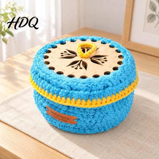 Storage Basket Craft DIY Crochet Kit Handmade Woven Making Set with Kit Yarn & Hook Knitting Desk Organizer for Beginner