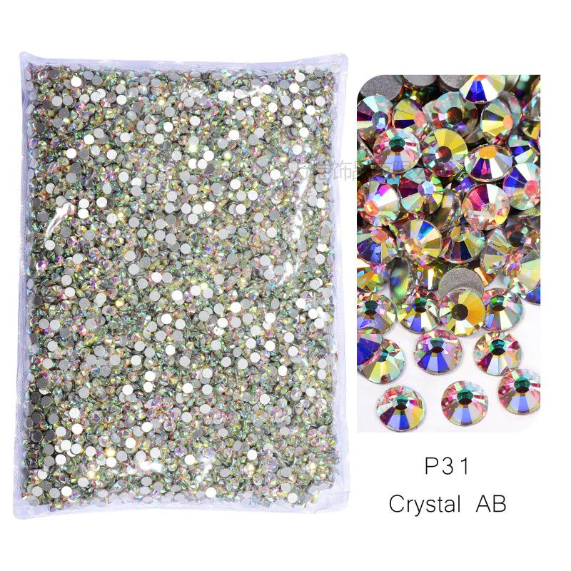 P1-70 Ordinary Color Large Packaging Glass Flat Bottom Diamond Rhinestone Nail Diamond Diy Crystal Mobile Phone Case Beauty Jewelry Accessories