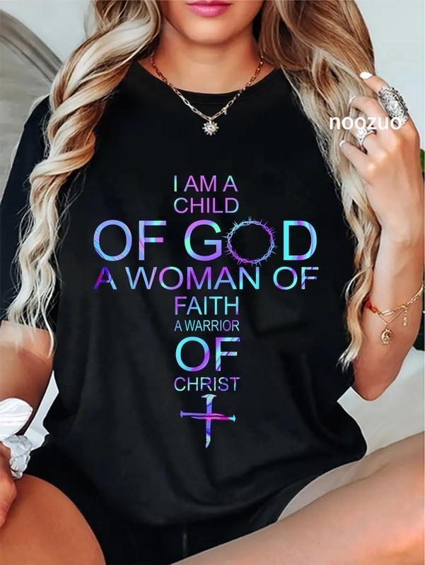 100% Cotton I Am A Child Of God A Woman Of Faith A Warrior Of Christ T-Shirt L