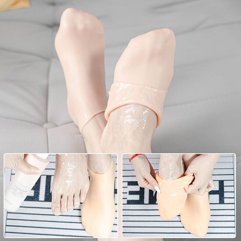1 par de calcetines hidratantes de silicona para el cuidado de los pies, antisequedad de la piel, antigrietas, exfoliantes, eliminan la piel muerta y alivian el dolor