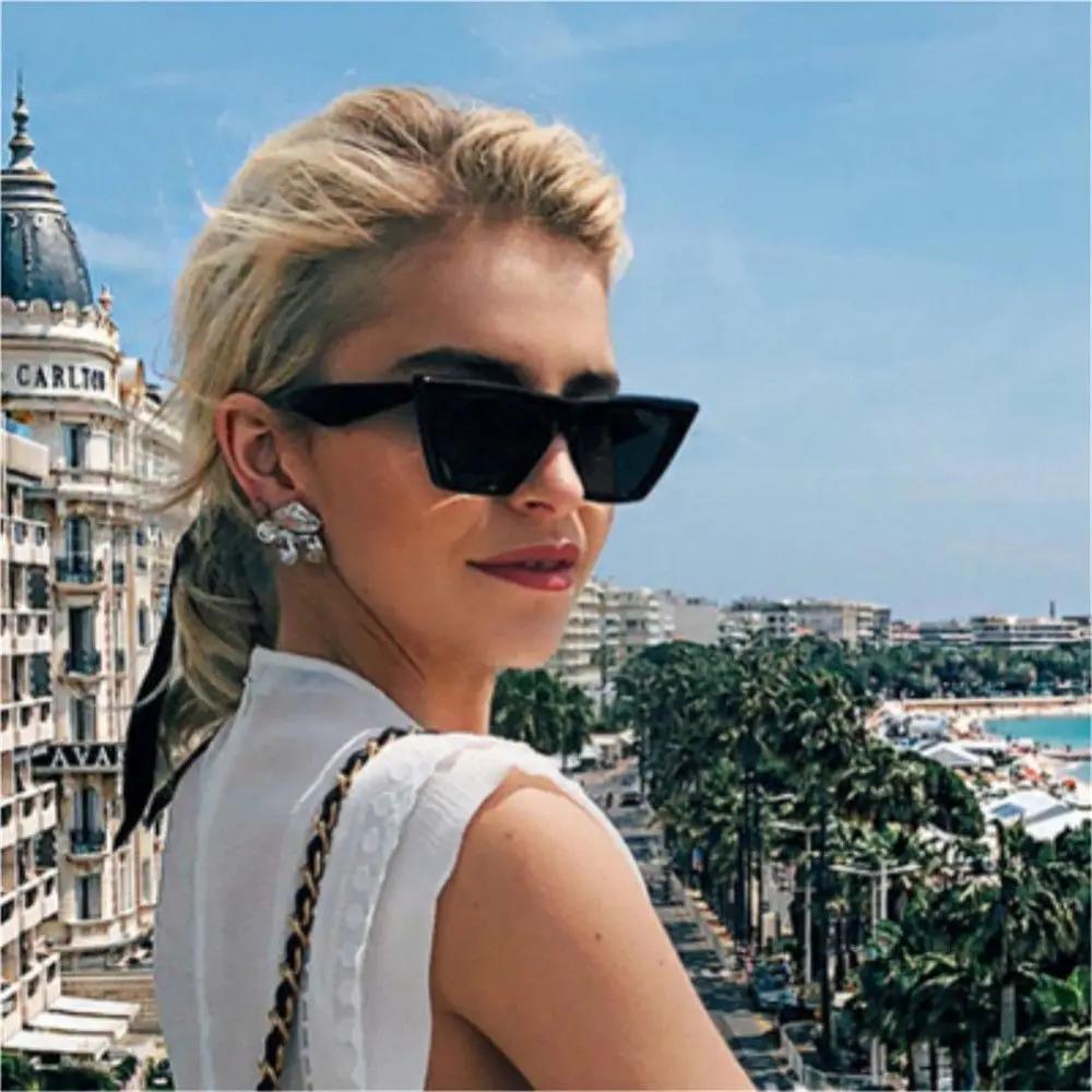 Women New Cat Eye Sunglasses Unisex Retro Square Frame Oversized Eyewear Glasses UV400 Shades Glasses Travel Eye Protection