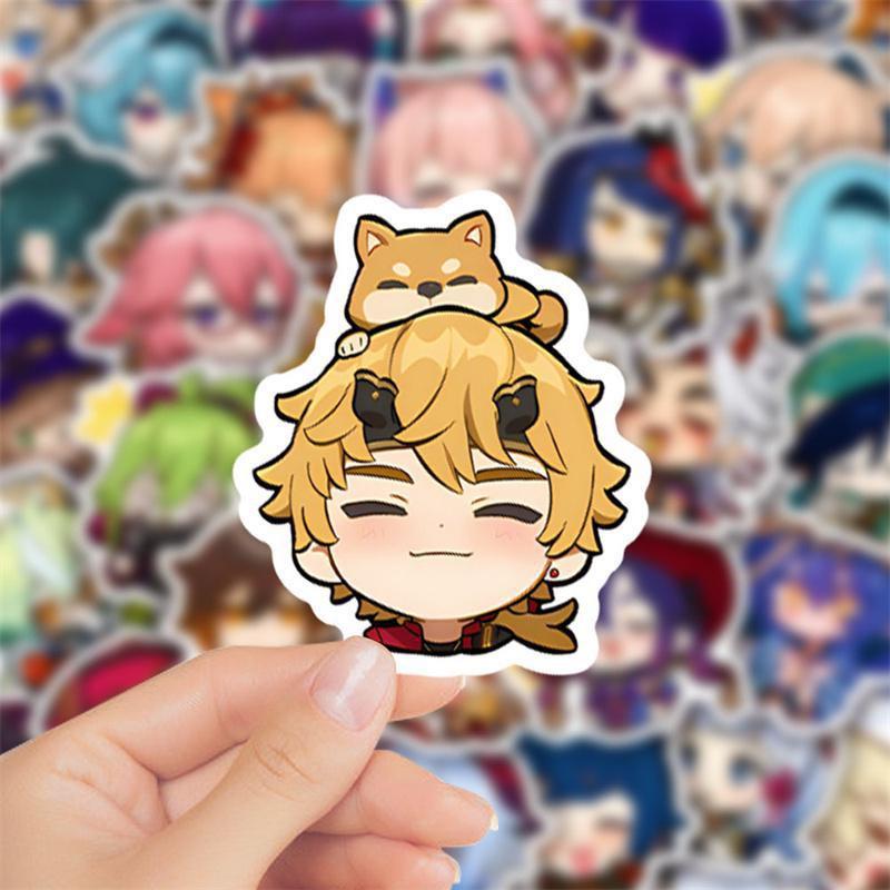 10/50PCS Cartoon Project Sticker Genshin Impact Vinyl Stickers Water Bottle Laptop Mobile Phone Skateboard Kids Adult Stickers