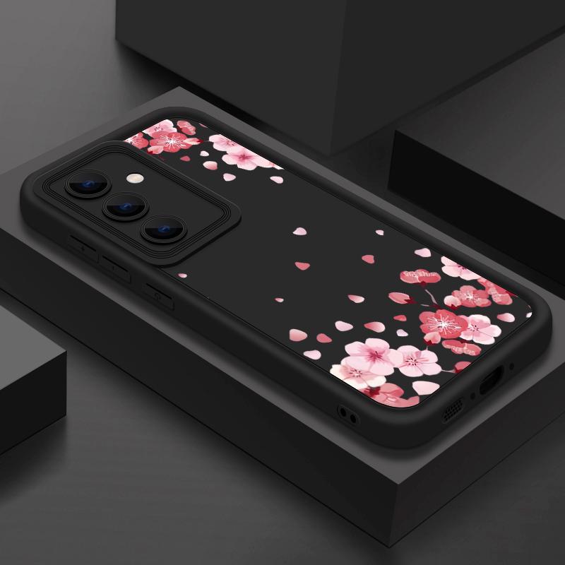 

Ударопрочный чехол с рисунком сакуры для Samsung S25 Ultra S24 FE S23 A56 A36 A16 A15 A55 A35 A26 Мягкий силиконовый матовый защитный чехол для линз из ТПУ Samsung S25 чёрный
