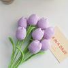 Handmade Crochet Tulip Bouquet Artificial Flower DIY Gift for Mother Teacher BirthdayGraduation Valentine Home Decor Accessories