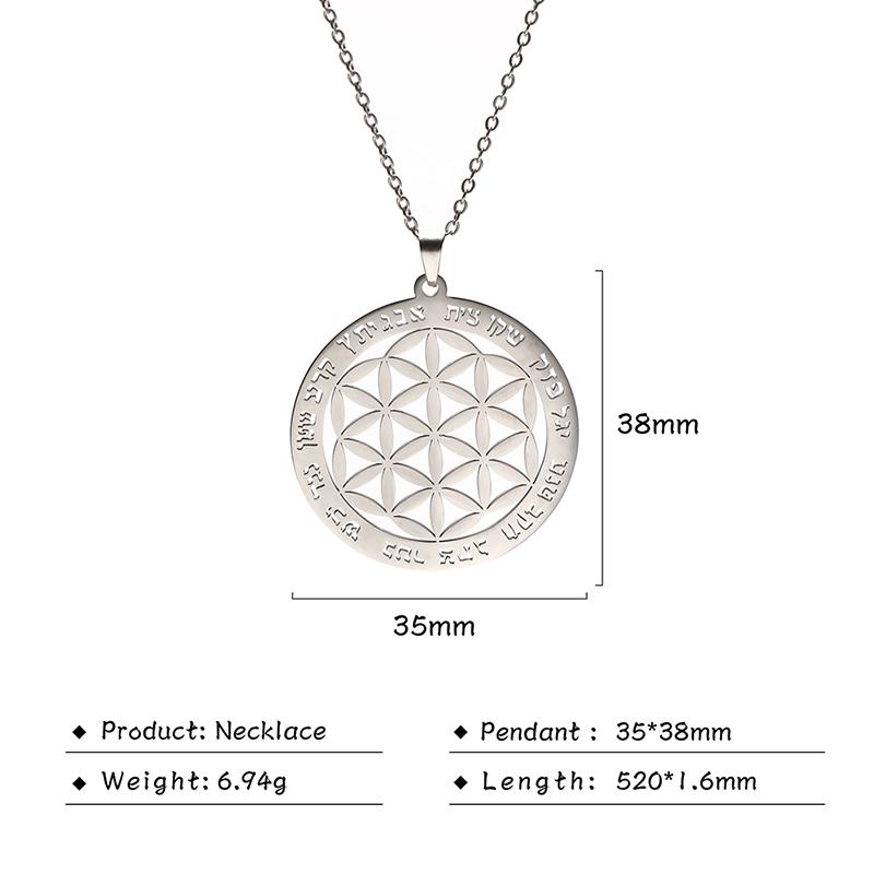 Flower of Life Sacred Geometry Necklace Stainless Steel Mandala Neck Chain Women Men Viking Vintage Universal Spiritual Jewelry