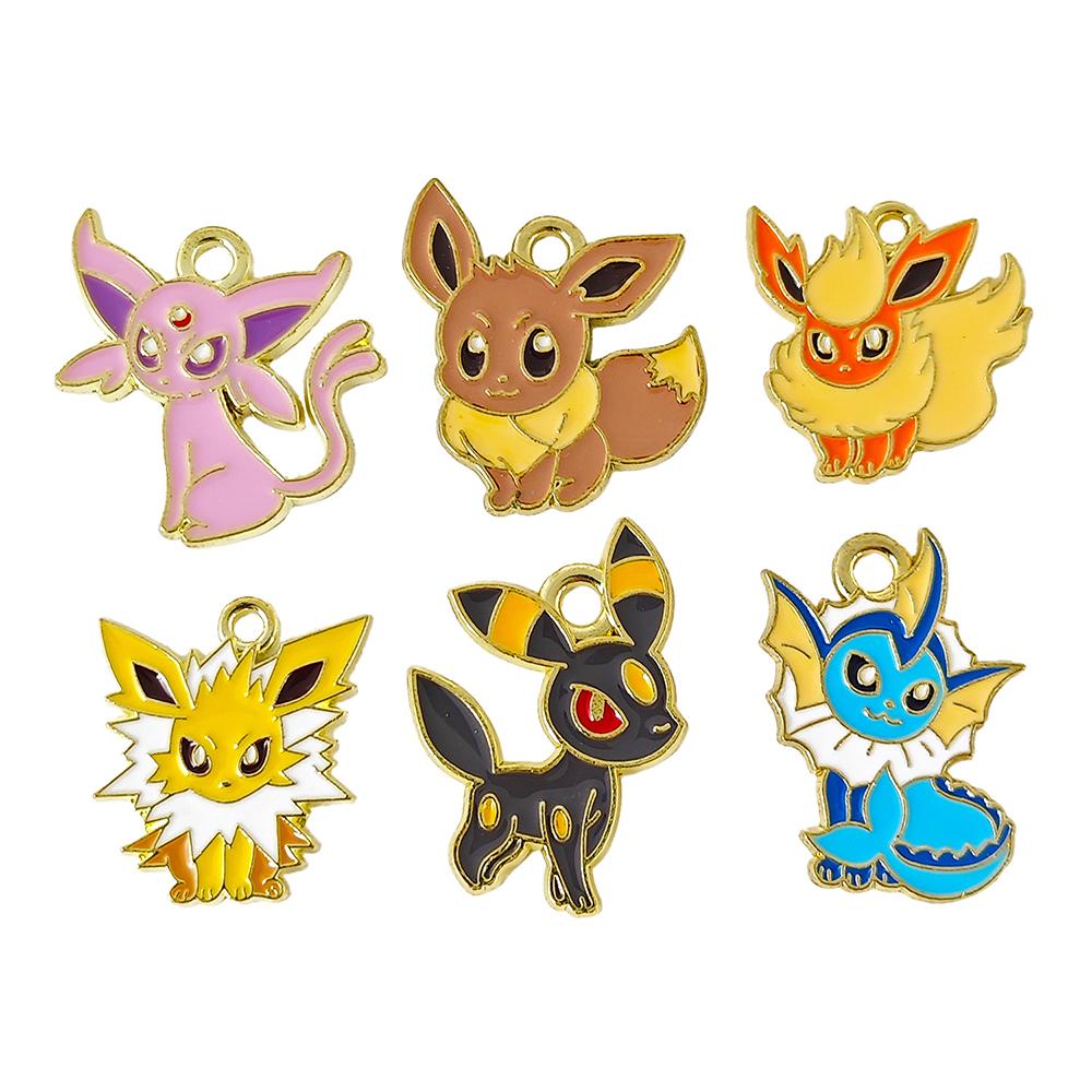 

6pcs Pokemon Character Enamel Charms Earring Pendant designed for DIY Keychain Necklace Metal Jewelry Accessories Cartoon Anime opp bag