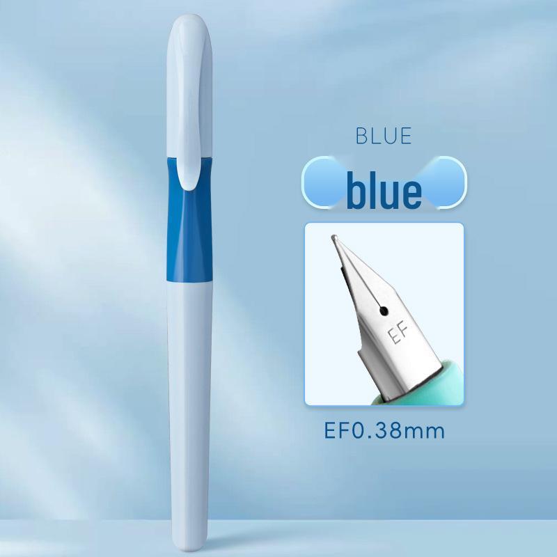 Refillable Ergonomic Fountain Pen for Students - Transparent Colored Plastic Design