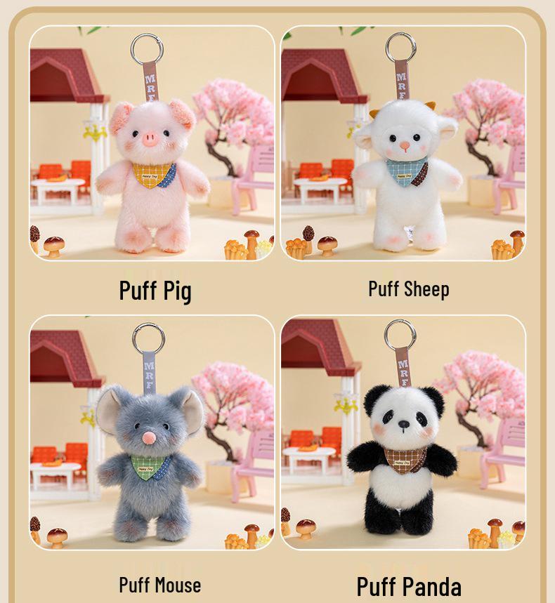 Adorable Sheep & Rabbit Plush Keychain - Cartoon Animal Bag Charm & Decoration Gift