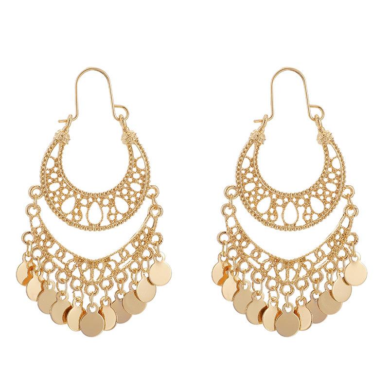Винтажные серьги-кисточки U-образной формы женские ebay этнический стиль диск полый полумесяц длинные серьги висячие на ухо