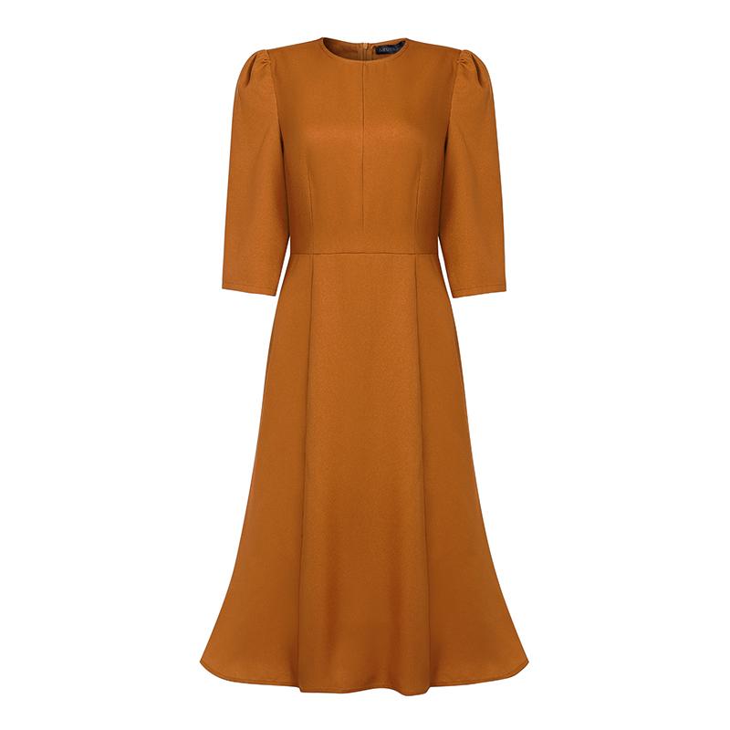ZANZEA Women Casual Round Neck Summer 3/4 Sleeve Elegant Dress