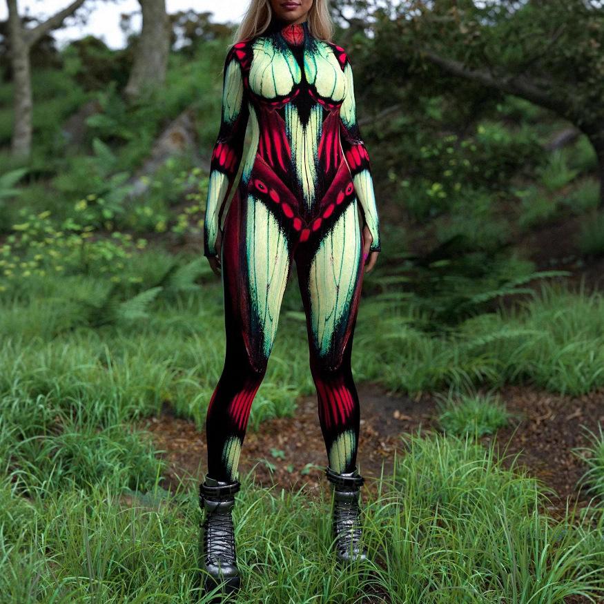 Unisex Cyberpunk 3D Digital Print Halloween Party Role-Playing Outfit for Women and Men Cosplay Costume Carnival Jumpsuit