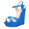 Offene Zehenpartie Knöchelriemen Plateau Keilabsatz Damen Sandalen 14cm Super Hohe Absätze Gladiator Damen Schuhe