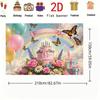 2D Whimsical Rainbow Backdrop, Happy Birthday with Butterflies & Cake Party Background