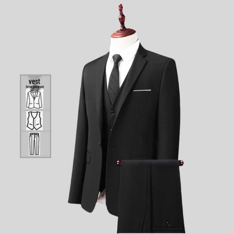 Dreiteiliger Anzug im koreanischen Stil für Herren, Slim Fit - Business-, Freizeit-, Hochzeits- oder Arbeitskleidung für Trauzeugen.