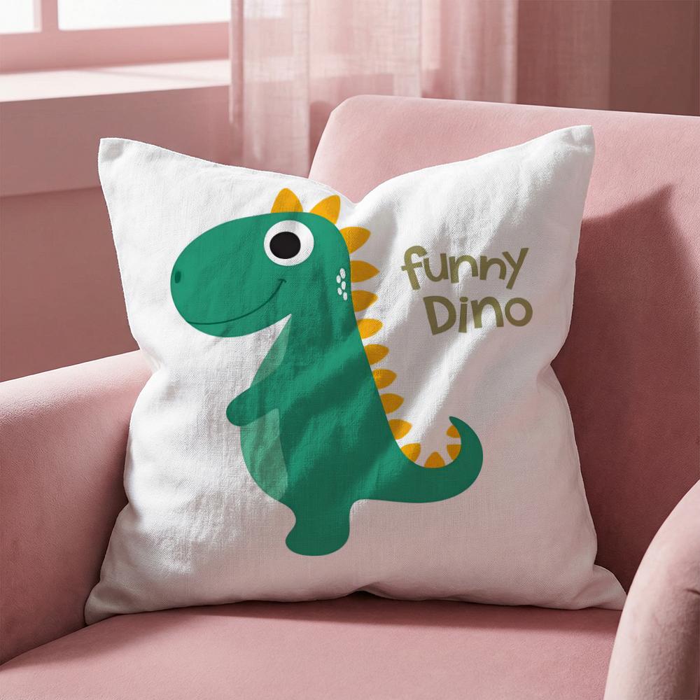 Cute Jurassic Dinosaur Cushion Cover Multi-Scene Pillow Cover for Home & Car - Reversible, Soft & Durable for Daily Use