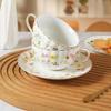 Bone China Coffee Cups 180ml Light Luxury Exquisite Tea Cup Floral Ceramics Home Office Tea Set, 1 Set