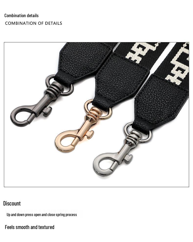 MHS-F-43 Crossbody Bag with Wide Lychee Grain Leather Strap and High-End Canvas Chain Pattern