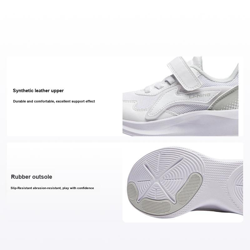 Li Ning Kinderen Comfortabele Veelzijdige Antislip Slijtvaste Laag Uitgesneden Hardloopschoenen Kindersneaker Wit Paars YKNU076-3