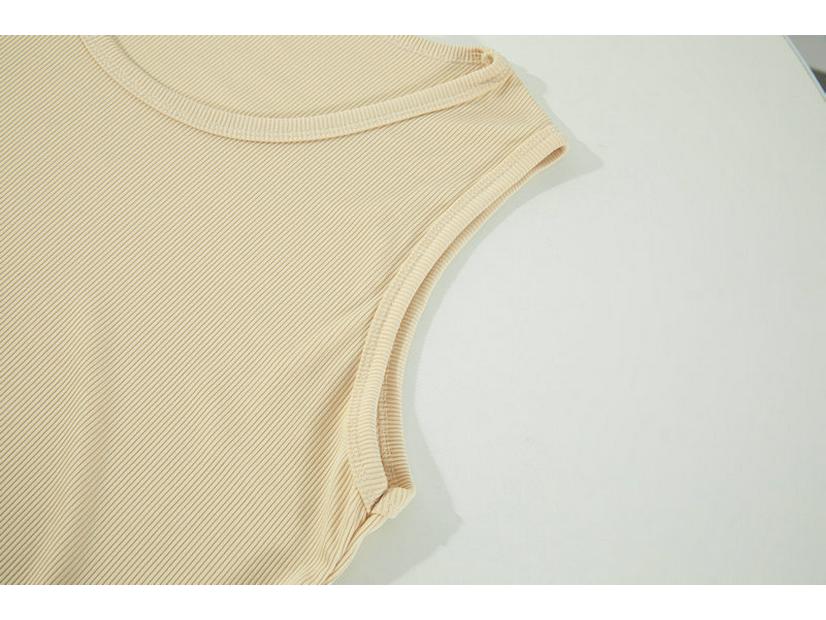 Women's Plus Size Ice Silk Ribbed Sleeveless Tank Top with Wide Shoulders, Round Neck, Ideal for Summer Outerwear or Innerwear.