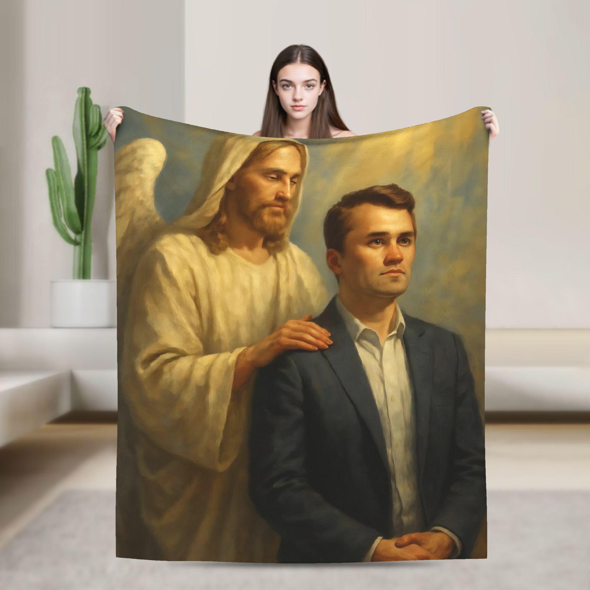 Charlie Kirk Angelic Advocate Soft Blanket  Travel Office Plush Throw Blanket Fashion Couch Bed Flannel Bedspread Sofa Bed Cover 30x40in
