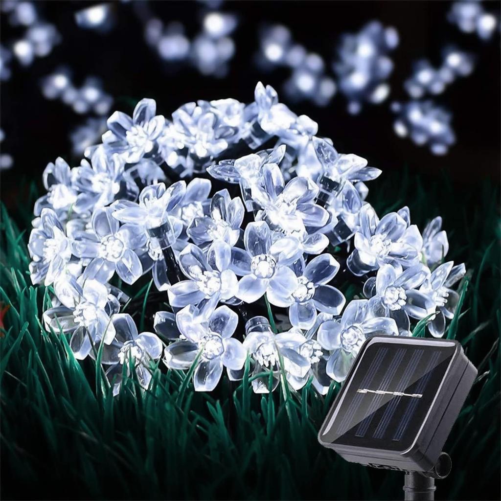1pc 5/7/12/22M Solar String Sakura Lights 20/50/100/200LEDS Outdoor Waterproof Festival Garden Decorative Lights