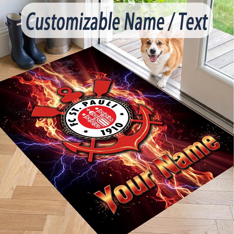 Custom Text Printed Rug FC St. Pauli Non Slip Floor Carpet For Home Room Decor