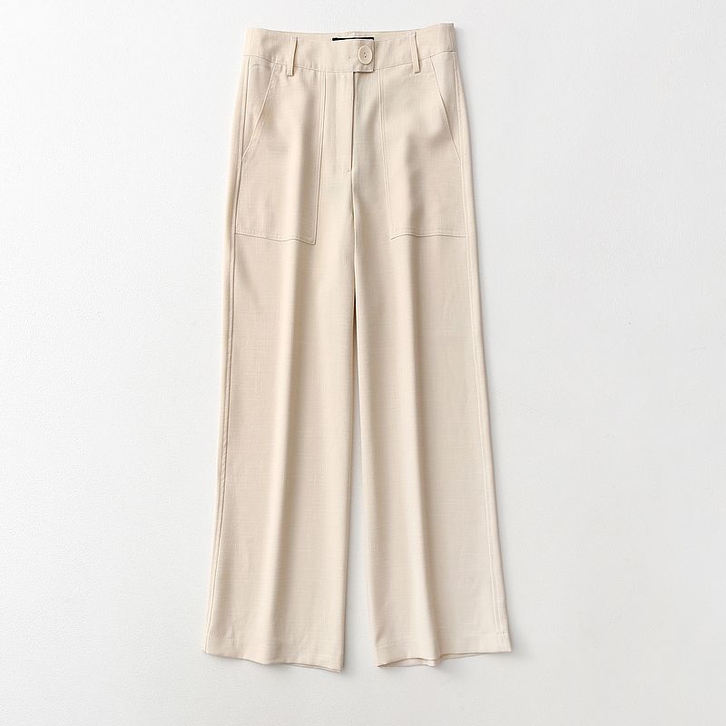 

Оригинальный заказ для внешней торговли Простые брюки-кюлоты из тенселя Женские летние тонкие повседневные брюки с высокой талией Beige Eurocode -40