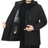 Men's Winter Hooded Mid-Length Down Jacket with Detachable Liner - Middle-Aged Business Casual Warm Outerwear