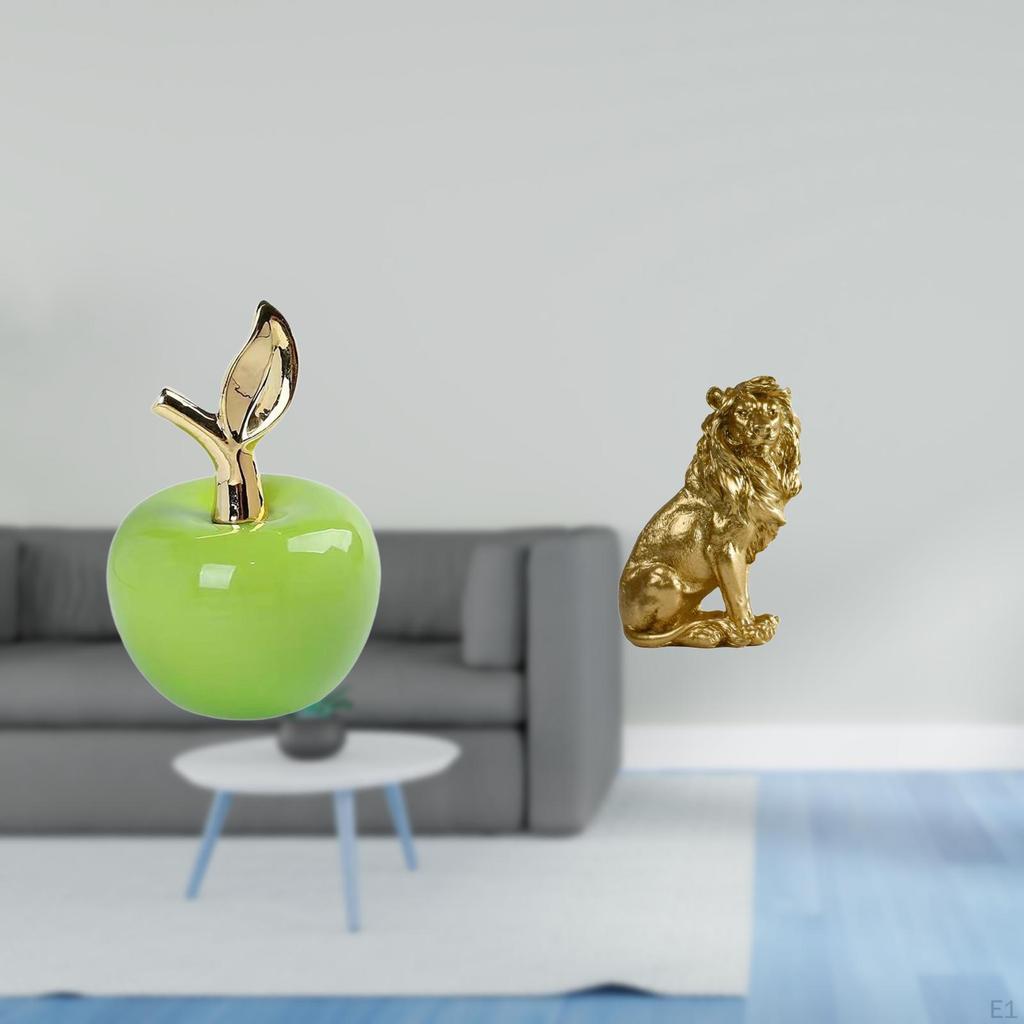 Ceramic Fruit And Lion Sculpture Ornament for Home Cafe Study Room Bookshelf Car Interior Bedroom