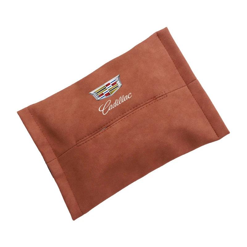 

Suede Car Seat Back Tissue Bag Auto Interior Paper Storage Box for Cadillac ATS BLS CT4 CTS SLR STS XT4 XTS Escalade Deville DTS коричневий