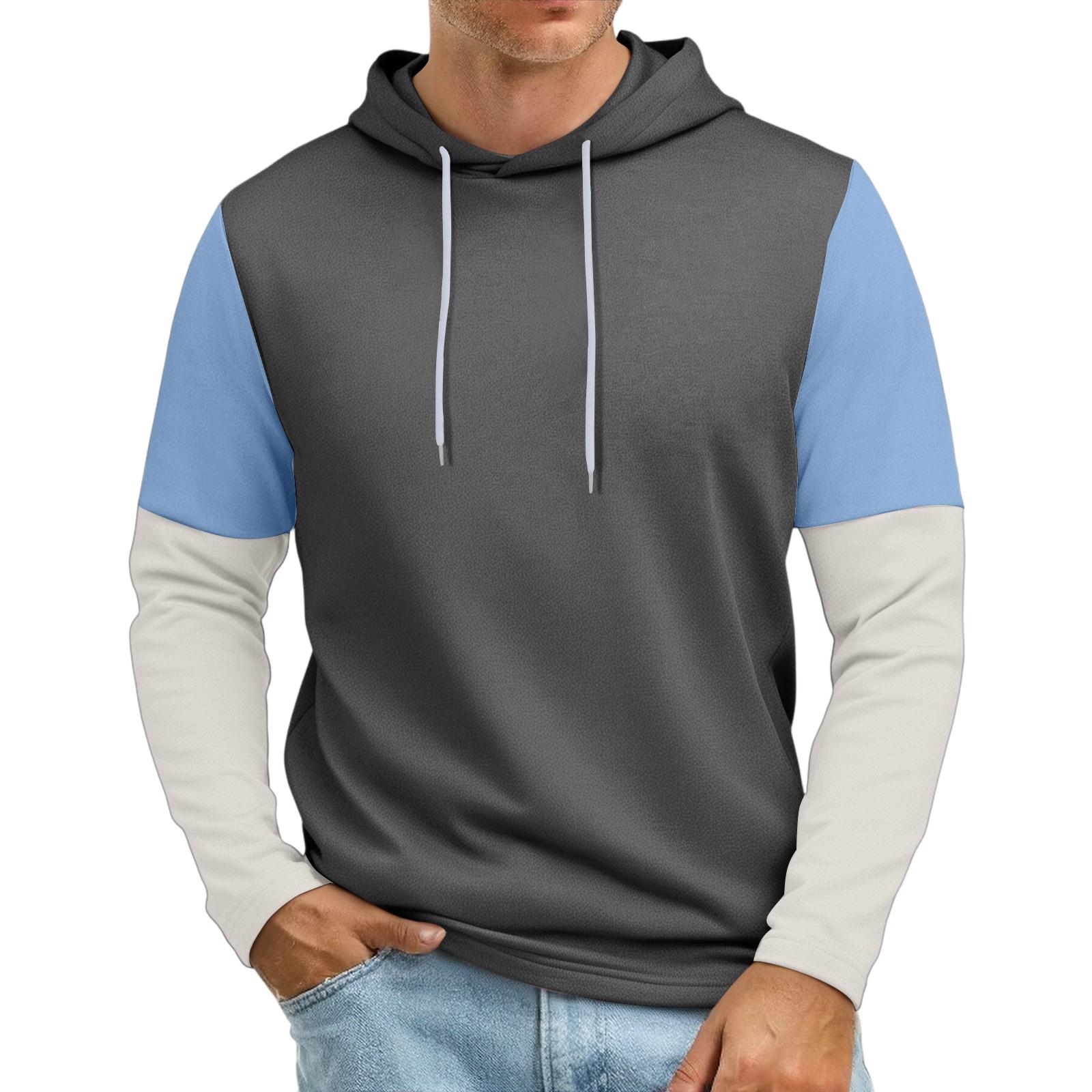 

Men s Patchwork Sleeve Hooded Sweatshirt Light Casual Hooded Sweatshirt XXL