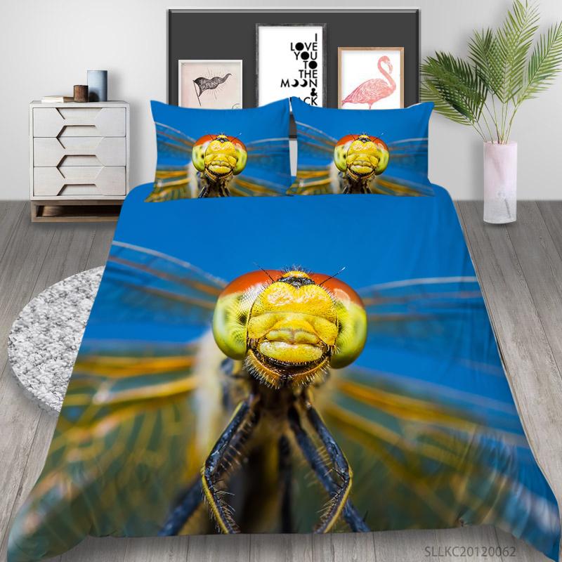 Vânzare caldă imprimare cu libelule, textile pentru acasă, așternut, costum, insecte, nou moda, microfibră, lavabilă, huse de pilotă