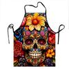 Day Of The Dead Sugar Skull Apron With Colorful Flowers And Mexican Art Design For Cooking And Baking