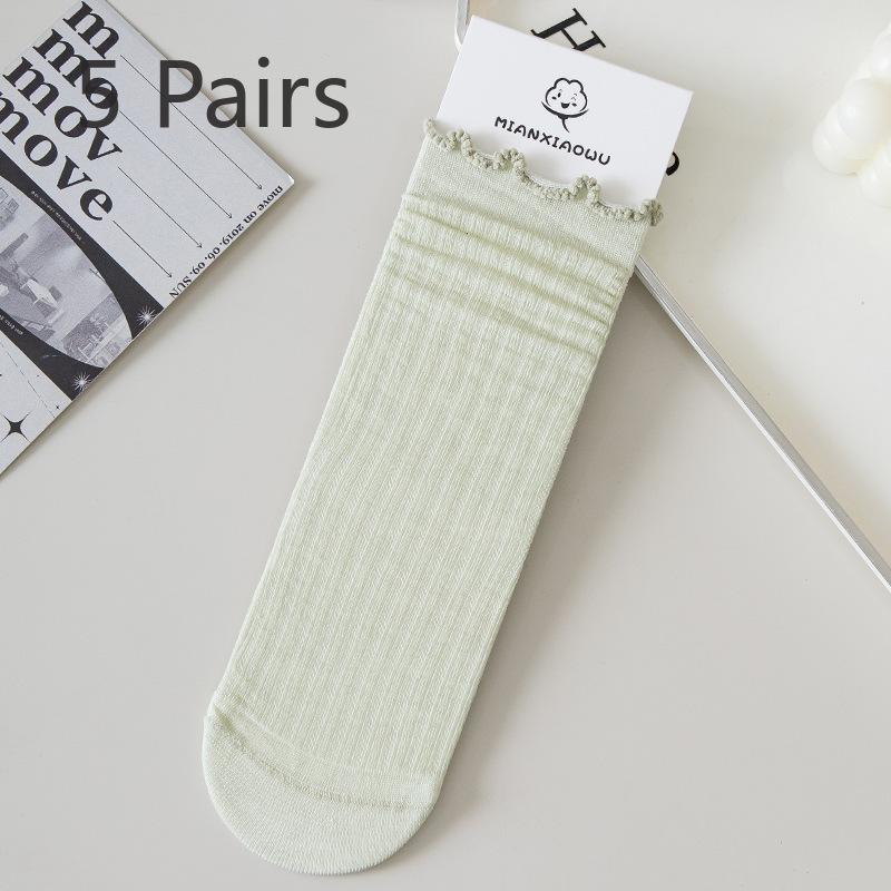 5 Pairs of Women's Summer Thin Deodorizing and Bacteriostatic Tube Stack Socks