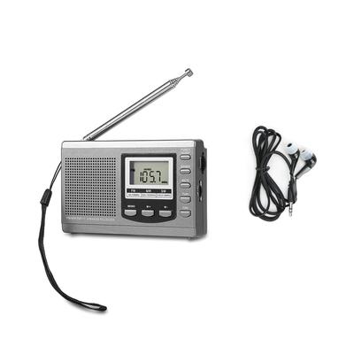 Tragbare Mini-Radios FMMWSW-Empfänger mit digitalem Wecker FM-Radioempfänger Grau