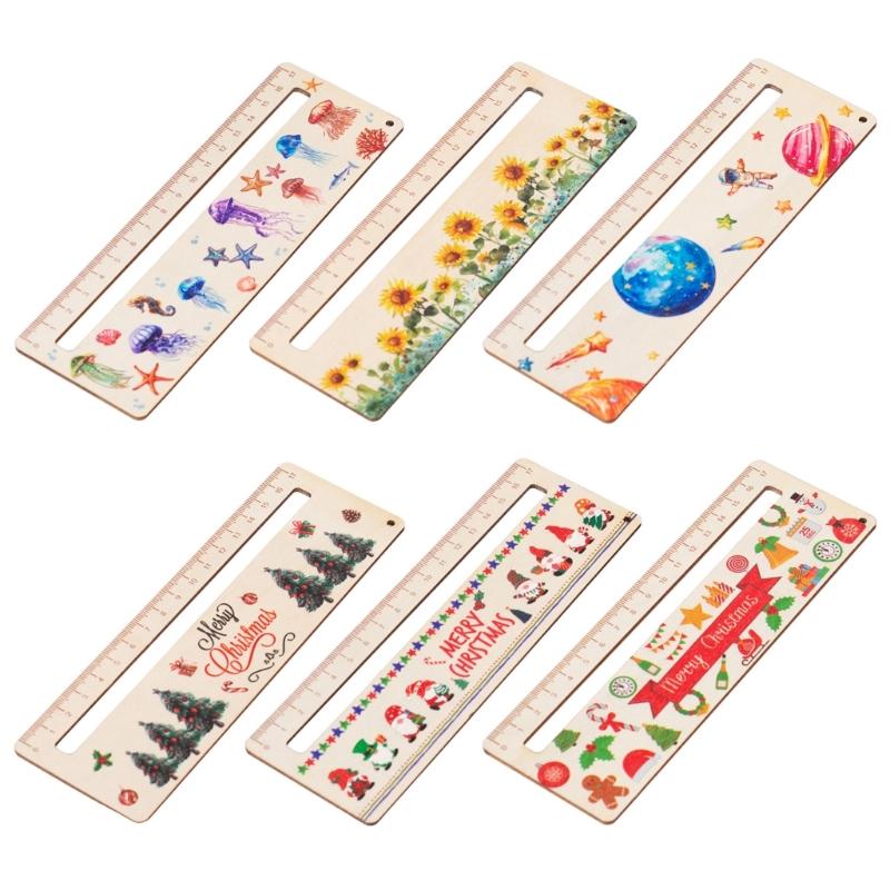 

6Pcs Reading Ruler Wood Drawing Ruler for Kids Reading, Measuring, Classroom Learning Aids 1