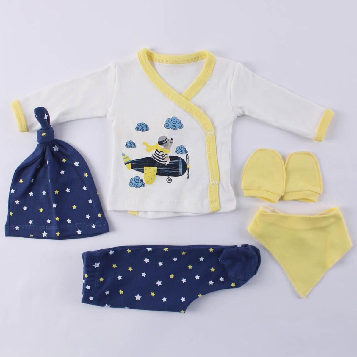 

Baby Boy Navy Blue Yellow Star Plane 5 Piece Hospital Exit Set