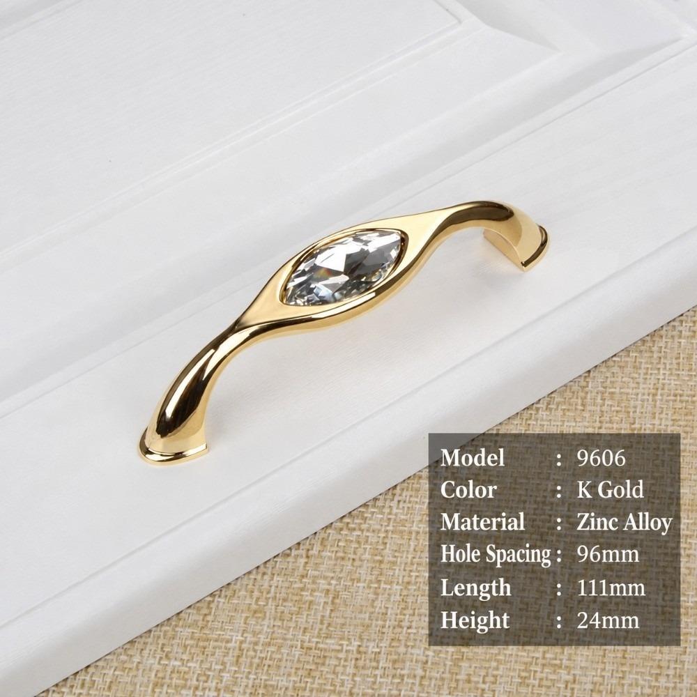 Polished Crystal Cabinet Handle Shiny Furniture Knob Gold Drawer Pull Wardrobe Furniture Cabinet