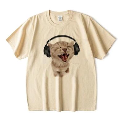 Top Women Cute Cat Printed 100% Cotton Short Sleeve T-shirt Women Clothes Harajuku Fashion Couple Street Style Y2K Clothing Unisex