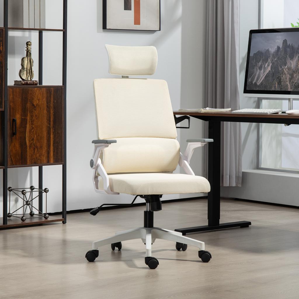 Office Chair Desk Chair, Height-Adjustable, 1 Headrest, 60 X 61 X 121.5 Cm Beige