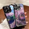 Retro Japanese Sakura Train Soft Phone Case For iPhone 15 16 17 Air 14 Pro Max 16E Plus 13 12 Mini Plating Anti-Fall Fundas