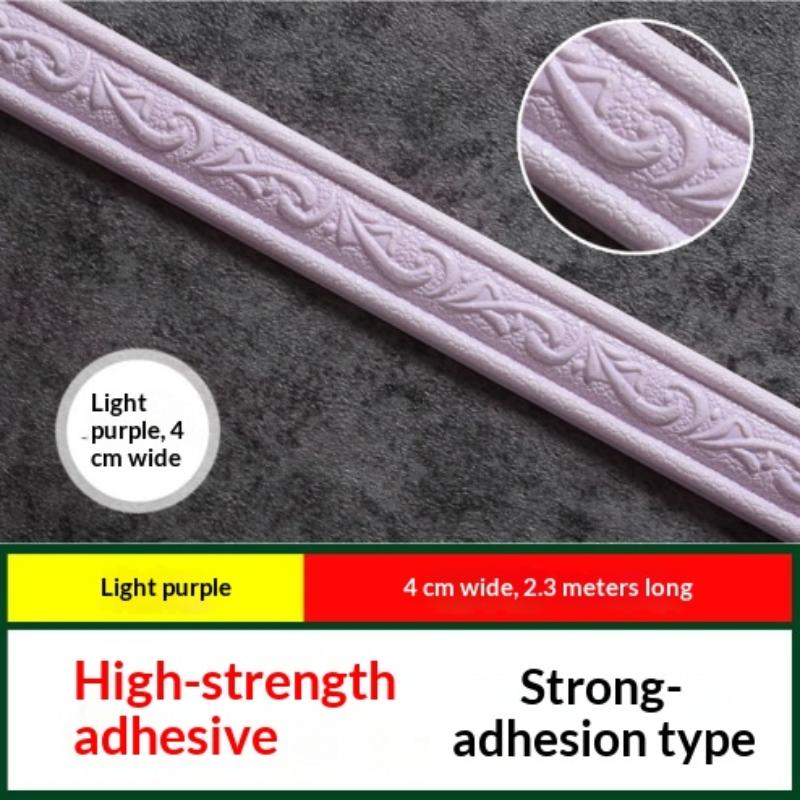 1Pc 2.3M 3D Self Adhesive Sticker Wall Trim Line Skirting Border Decor Household Living Room Diy Tv Background Stickers