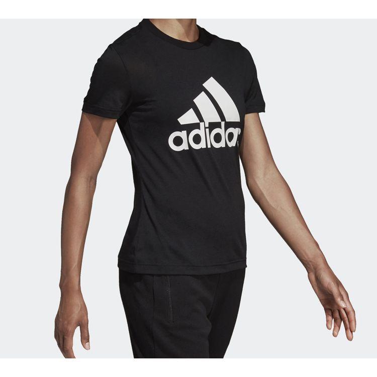 Adidas Logo Print Sports Short Sleeve T-Shirt Women Tops Black DY7732