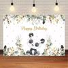 Cute Panda Theme Birthday Party Decoration Background Small Animals Flower Background Cloth Children's Photography Scene2